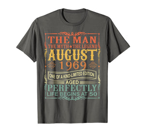 1969 Man Myth Legend August 50th Bday Gifts 50 yrs old T-Shirt 250943
