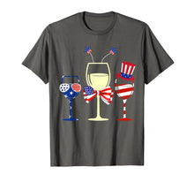 Ladda upp bild till gallerivisning, Red White Blue Wine Glasses American Flag 4th Of July Tshirt 259279
