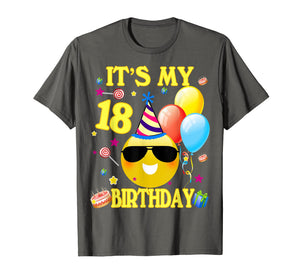 Funny shirts V-neck Tank top Hoodie sweatshirt usa uk au ca gifts for 18th Emoji It's My Birthday Shirt 18 Years Old Gifts A2 4045542