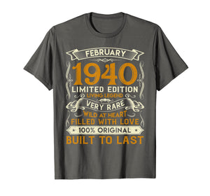 February 1940 Shirt 80 Years Old 80th Birthday Gifts T-Shirt-1285668