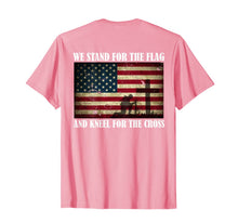 Ladda upp bild till gallerivisning, We Stand For The Flag And Kneel For The Cross Back T Shirt 90202

