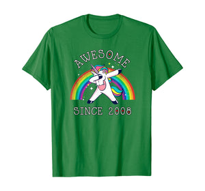Dabbing Unicorn Birthday Girl Gifts 11 Years Old Since 2008 T-Shirt 214860