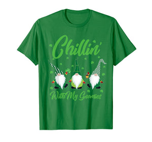 Chillin With My Gnomies Plaid St Patricks Day Gifts T-Shirt-5896071