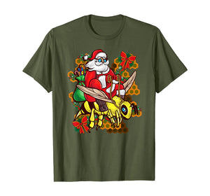 Funny shirts V-neck Tank top Hoodie sweatshirt usa uk au ca gifts for Funny Beekeeper Santa Riding Bee Christmas Beekeepeing Gifts T-Shirt 643012