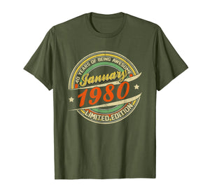 Funny shirts V-neck Tank top Hoodie sweatshirt usa uk au ca gifts for Born In JANUARY 1980 Limited Edition 40th Birthday Gifts T-Shirt 996655