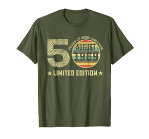 50th Birthday Gifts 50 Years Old August 1969 Limited Edition T-Shirt 165163