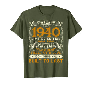 February 1940 Shirt 80 Years Old 80th Birthday Gifts T-Shirt-1285668