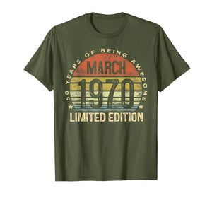50 Year Old Gifts March 1970 Limited Edition 50th Birthday T-Shirt-163364