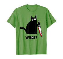 Ladda upp bild till gallerivisning, Cat What? Funny Black Cat Shirt, Murderous Cat With Knife T-Shirt 48352
