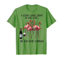 Ladda upp bild till gallerivisning, A Woman Cannot Survive On Wine Alone She Also Need Flamingos TShirt376942

