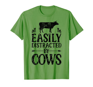 Easily Distracted By Cows T Shirt Cow Men Women Gifts Farmer 259362