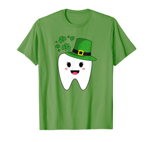 Cute Tooth With Hat Dental Assistant Gifts St Patricks day T-Shirt-261838