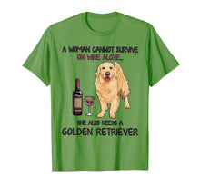 Ladda upp bild till gallerivisning, A Woman Cannot Survive On Wine Alone Golden Retriever T-Shirt-177606
