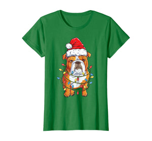English Bulldog Santa Christmas Tree Lights Xmas Gifts Boys T-Shirt 201320