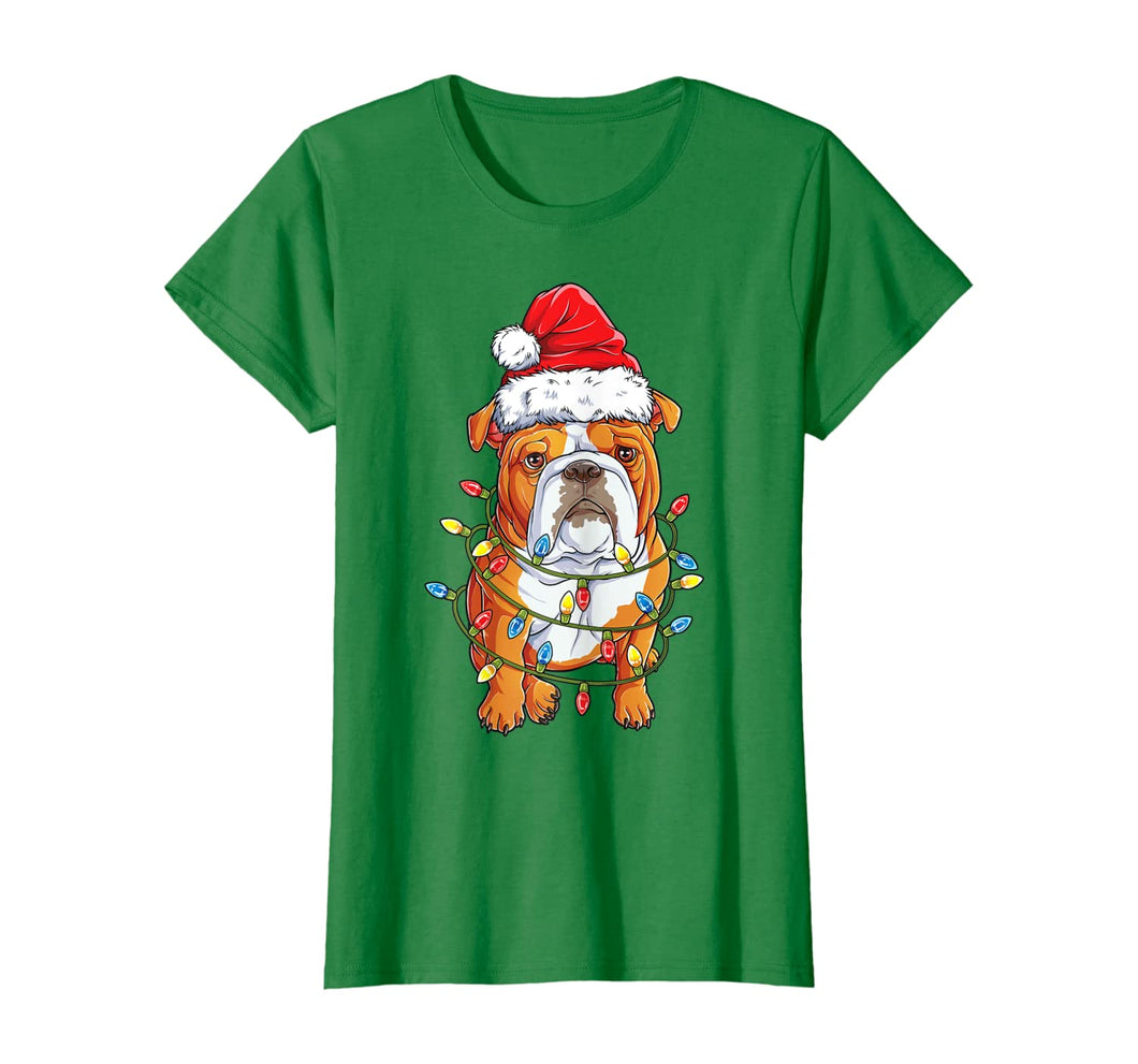English Bulldog Santa Christmas Tree Lights Xmas Gifts Boys T-Shirt 201320