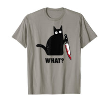Ladda upp bild till gallerivisning, Halloween Black Cat With Bloody Knife T-Shirt 115994
