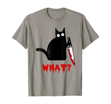 Ladda upp bild till gallerivisning, Cat What? Funny Murderous Black Cat With Knife Halloween T-Shirt 372267
