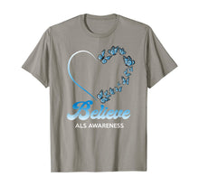 Ladda upp bild till gallerivisning, Blue and White Butterflies Heart Believe ALS Awareness Gifts TShirt554719
