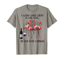 Ladda upp bild till gallerivisning, A Woman Cannot Survive On Wine Alone She Also Need Flamingos TShirt376942

