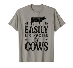 Easily Distracted By Cows T Shirt Cow Men Women Gifts Farmer 259362