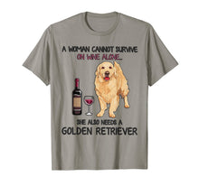 Ladda upp bild till gallerivisning, A Woman Cannot Survive On Wine Alone Golden Retriever T-Shirt-177606
