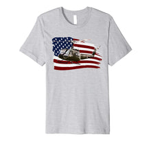 Ladda upp bild till gallerivisning, UH-1 Huey Helicopter T shirt American Flag usa Pilot T-Shirt 530647
