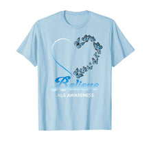 Ladda upp bild till gallerivisning, Blue and White Butterflies Heart Believe ALS Awareness Gifts TShirt554719
