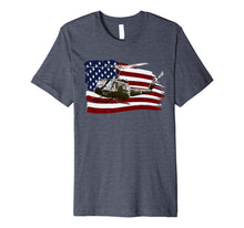 Ladda upp bild till gallerivisning, UH-1 Huey Helicopter T shirt American Flag usa Pilot T-Shirt 530647
