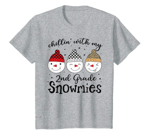 Chillin' With My 2nd Grade Snowmies Christmas Teacher Gifts T-Shirt-1679960