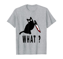 Ladda upp bild till gallerivisning, Cat What? Funny Black Cat Shirt, Murderous Cat With Knife T-Shirt 192735
