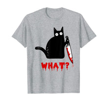 Ladda upp bild till gallerivisning, Cat What? Funny Murderous Black Cat With Knife Halloween T-Shirt 372267
