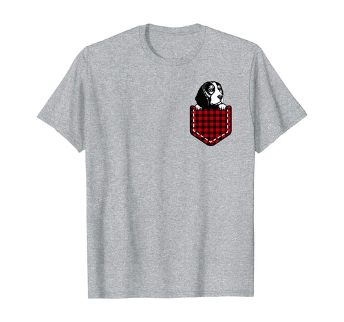 Funny Dog Lover Gifts Beagle In Plaid Pocket T-Shirt 860322