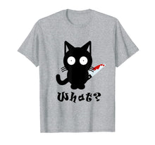Ladda upp bild till gallerivisning, What? Murderous Black Cat With Bloody Knife Halloween Gift T-Shirt 30819089
