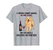 Ladda upp bild till gallerivisning, A Woman Cannot Survive On Wine Alone Golden Retriever T-Shirt-177606
