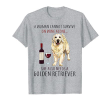 Ladda upp bild till gallerivisning, A Woman Cannot Survive On Wine Alone Golden Retriever Tshirt 138888
