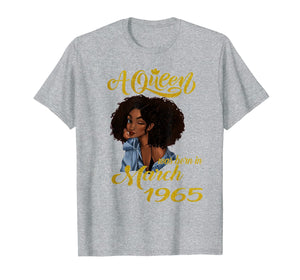 A Queen Was Born in March 1965 55th Birthday Gifts T-Shirt-2298075