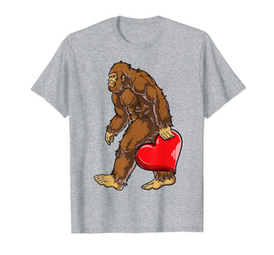 Bigfoot Heart Funny Valentines Day Men Love Sasquatch Gifts T-Shirt-418972